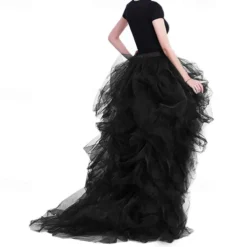 Women's High Waist High Low Layered Tulle Floor Length Spectial Occasion Skirt Retro Vintage Punk Gothic Halloween Party Wedding Carnival