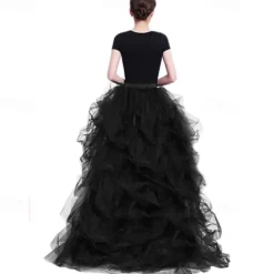 Women's High Waist High Low Layered Tulle Floor Length Spectial Occasion Skirt Retro Vintage Punk Gothic Halloween Party Wedding Carnival