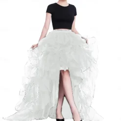 Women's High Waist High Low Layered Tulle Floor Length Spectial Occasion Skirt Retro Vintage Punk Gothic Halloween Party Wedding Carnival