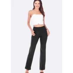 Women's High Waist Yoga Pants Side Pockets Bootcut Leggings Tummy Control 4 Way Stretch Quick Dry Dark Grey Wine Fitness Gym Workout Dance Summer Sports Activewear High Elasticity