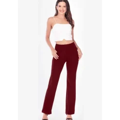 Women's High Waist Yoga Pants Side Pockets Bootcut Leggings Tummy Control 4 Way Stretch Quick Dry Dark Grey Wine Fitness Gym Workout Dance Summer Sports Activewear High Elasticity