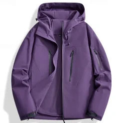 Women's Hiking Jacket Outdoor Waterproof Windproof Front Zipper Lightweight Jacket Full Zip Camping / Hiking / Caving Violet Black Ivory Yellow Pink