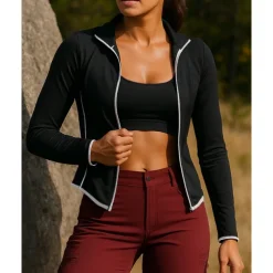 Women's Hiking Jacket Sport Jacket Outdoor Quick Dry Sweat wicking Hiking Outfits Hiking Clothes Autumn / Fall Jacket Tennis Golf Running Patchwork Black Dark Purple Blue