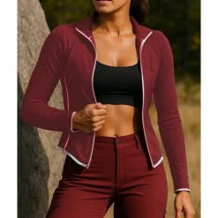 Women's Hiking Jacket Sport Jacket Outdoor Quick Dry Sweat wicking Hiking Outfits Hiking Clothes Autumn / Fall Jacket Tennis Golf Running Patchwork Black Dark Purple Blue