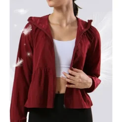 Women's Hiking Jacket Sport Jacket rain coat Outdoor Sun Protection Breathable Quick Dry Lightweight Hiking Outfits Hiking Clothes Autumn / Fall Jacket Tennis Golf Running Solid Color Burgundy Green