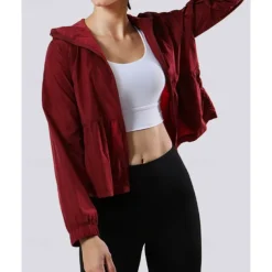 Women's Hiking Jacket Sport Jacket rain coat Outdoor Sun Protection Breathable Quick Dry Lightweight Hiking Outfits Hiking Clothes Autumn / Fall Jacket Tennis Golf Running Solid Color Burgundy Green