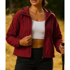 Women's Hiking Jacket Sport Jacket rain coat Outdoor Sun Protection Breathable Quick Dry Lightweight Hiking Outfits Hiking Clothes Autumn / Fall Jacket Tennis Golf Running Solid Color Burgundy Green