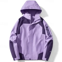 Women's Hiking Jacket Winter Outdoor Color Block Waterproof Windproof Multi-Pockets Front Zipper Lightweight Jacket Full Zip Camping / Hiking / Caving Winter Sports Black White Pink Purple Green