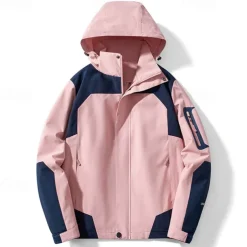 Women's Hiking Jacket Winter Outdoor Color Block Waterproof Windproof Multi-Pockets Front Zipper Lightweight Jacket Full Zip Camping / Hiking / Caving Winter Sports Black White Pink Purple Green