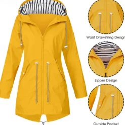 Women's Hiking Jacket Winter Outdoor Waterproof Windproof Multi-Pockets Front Zipper Lightweight Jacket Full Zip Camping / Hiking / Caving Winter Sports Black Yellow Pink Red Dark Navy