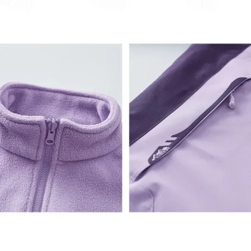 Women's Hiking Jacket Winter Outdoor Color Block Fleece Lining Windproof Water Resistant 3-in-1 Jacket Fleece Jackets Windbreaker Jacket Traveling Pink Light Purple Purple Orange Rose Red