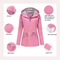 Women's Hiking Jacket Winter Outdoor Windproof Multi-Pockets Front Zipper Water Repellent Lightweight Jacket Full Zip Camping / Hiking / Caving Winter Sports Black Yellow Pink Red Dark Navy