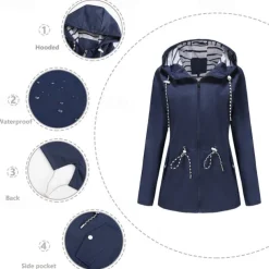 Women's Hiking Jacket Winter Outdoor Windproof Multi-Pockets Front Zipper Water Repellent Lightweight Jacket Full Zip Camping / Hiking / Caving Winter Sports Black Yellow Pink Red Dark Navy