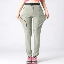Women's Hiking Pants Trousers Hiking Cargo Pants Convertible Pants / Zip Off Pants Solid Color Outdoor Tailored Fit Breathable Quick Dry Comfortable Wear Resistance Nylon Bottoms Black Light Green