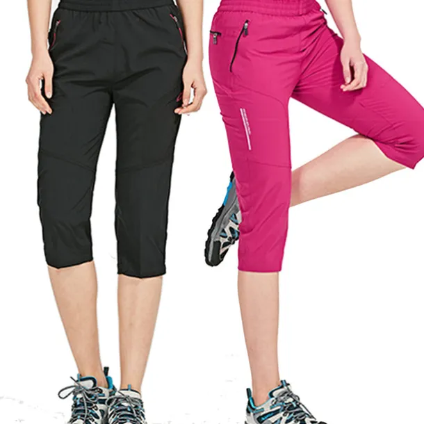 Women's Hiking Pants Trousers Summer Outdoor Quick Dry Water Resistant Zipper Pocket Multi Pockets Capri Pants Bottoms Elastic Waist Black-female Rose Red Camping / Hiking / Caving S M L XL XXL