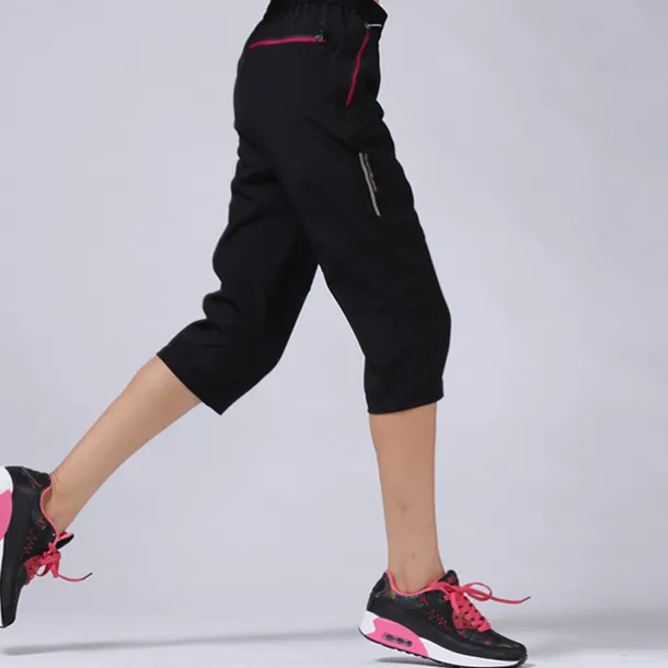 Women's Hiking Pants Trousers Summer Outdoor Quick Dry Water Resistant Zipper Pocket Multi Pockets Capri Pants Bottoms Elastic Waist Black-female Rose Red Camping / Hiking / Caving S M L XL XXL
