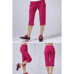 Women's Hiking Pants Trousers Summer Outdoor Quick Dry Water Resistant Zipper Pocket Multi Pockets Capri Pants Bottoms Elastic Waist Black-female Rose Red Camping / Hiking / Caving S M L XL XXL