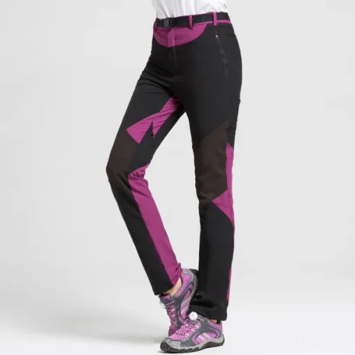 Women's Hiking Pants Trousers Fleece Lined Pants Softshell Pants Winter Outdoor Waterproof Windproof Thermal Warm Elastic Waist Fashion Bottoms Blue Red Skiing Camping Ski / Snowboard