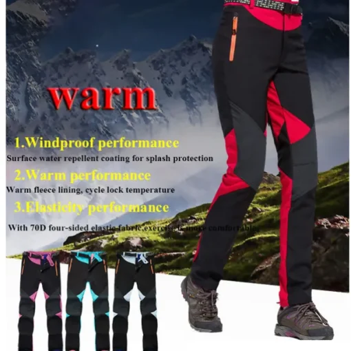 Women's Hiking Pants Trousers Fleece Lined Pants Softshell Pants Winter Outdoor Waterproof Windproof Thermal Warm Elastic Waist Fashion Bottoms Blue Red Skiing Camping Ski / Snowboard