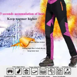 Women's Hiking Pants Trousers Fleece Lined Pants Softshell Pants Winter Outdoor Waterproof Windproof Thermal Warm Elastic Waist Fashion Bottoms Blue Red Skiing Camping Ski / Snowboard