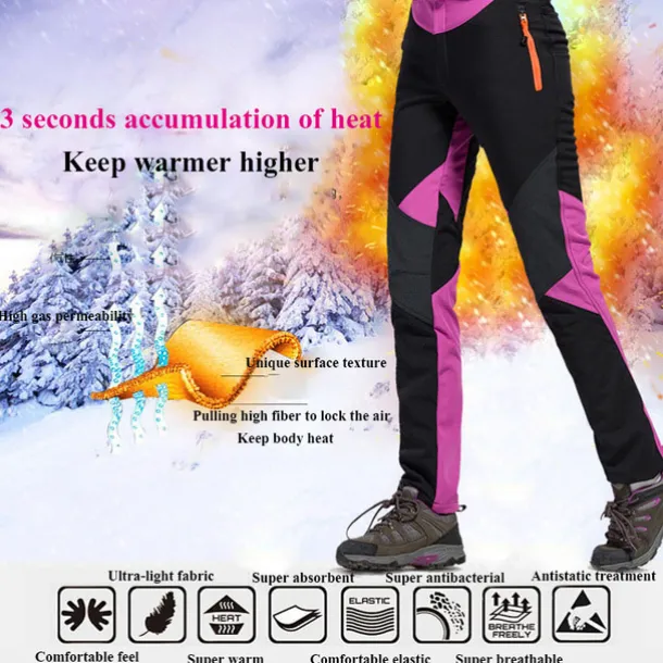 Women's Hiking Pants Trousers Fleece Lined Pants Softshell Pants Winter Outdoor Waterproof Windproof Thermal Warm Elastic Waist Fashion Bottoms Blue Red Skiing Camping Ski / Snowboard