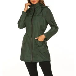 Women's Hiking Raincoat Waterproof Hiking Jacket Rain Jacket Winter Outdoor Thermal Warm Waterproof Windproof Breathable Outerwear Coat Top Fishing Climbing Casual Black Navy Blue Dark Green Green