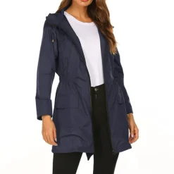 Women's Hiking Raincoat Waterproof Hiking Jacket Rain Jacket Winter Outdoor Thermal Warm Waterproof Windproof Breathable Outerwear Coat Top Fishing Climbing Casual Black Navy Blue Dark Green Green