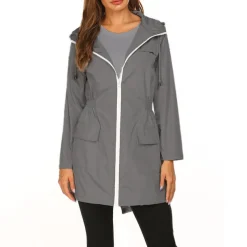 Women's Hiking Raincoat Waterproof Hiking Jacket Rain Jacket Winter Outdoor Thermal Warm Waterproof Windproof Breathable Outerwear Coat Top Fishing Climbing Casual Black Navy Blue Dark Green Green