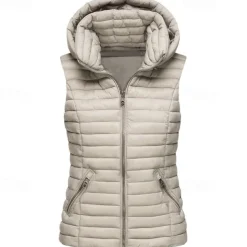 Women's Hiking Vest Quilted Puffer Vest Sleeveless Outerwear Outdoor Thermal Warm Windproof Lightweight Winter Pocket Nylon Black White Red Hunting Fishing Camping / Hiking / Caving