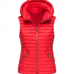 Women's Hiking Vest Quilted Puffer Vest Sleeveless Outerwear Outdoor Thermal Warm Windproof Lightweight Winter Pocket Nylon Black White Red Hunting Fishing Camping / Hiking / Caving