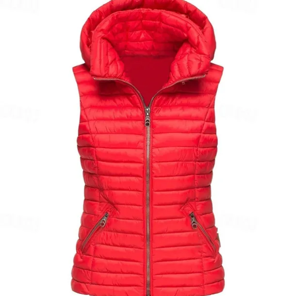 Women's Hiking Vest Quilted Puffer Vest Sleeveless Outerwear Outdoor Thermal Warm Windproof Lightweight Winter Pocket Nylon Black White Red Hunting Fishing Camping / Hiking / Caving