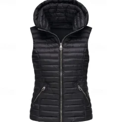Women's Hiking Vest Quilted Puffer Vest Sleeveless Outerwear Outdoor Thermal Warm Windproof Lightweight Winter Pocket Nylon Black White Red Hunting Fishing Camping / Hiking / Caving