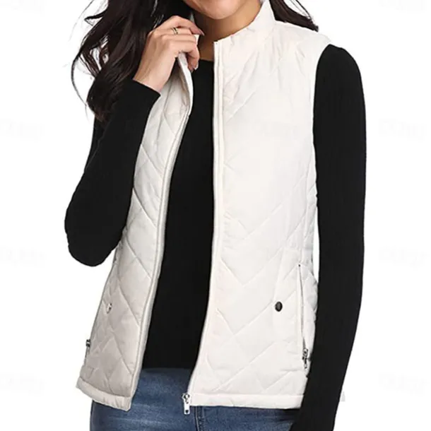 Women's Hiking Vest Sleeveless Top Outdoor Thermal Warm Quick Dry Zipper Pocket Soft Winter Zipper Pocket Sporty Dark Grey Black White Hunting Fishing Climbing