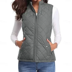 Women's Hiking Vest Sleeveless Top Outdoor Thermal Warm Quick Dry Zipper Pocket Soft Winter Zipper Pocket Sporty Dark Grey Black White Hunting Fishing Climbing