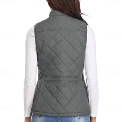 Women's Hiking Vest Sleeveless Top Outdoor Thermal Warm Quick Dry Zipper Pocket Soft Winter Zipper Pocket Sporty Dark Grey Black White Hunting Fishing Climbing