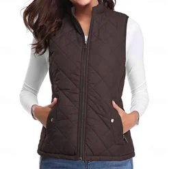Women's Hiking Vest Sleeveless Top Outdoor Thermal Warm Quick Dry Zipper Pocket Soft Winter Zipper Pocket Sporty Dark Grey Black White Hunting Fishing Climbing