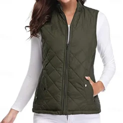 Women's Hiking Vest Sleeveless Top Outdoor Thermal Warm Quick Dry Zipper Pocket Soft Winter Zipper Pocket Sporty Dark Grey Black White Hunting Fishing Climbing