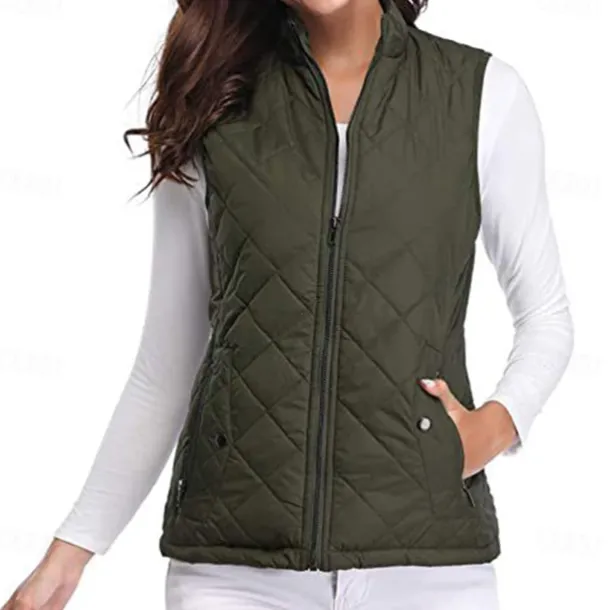 Women's Hiking Vest Sleeveless Top Outdoor Thermal Warm Quick Dry Zipper Pocket Soft Winter Zipper Pocket Sporty Dark Grey Black White Hunting Fishing Climbing