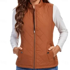 Women's Hiking Vest Sleeveless Top Outdoor Thermal Warm Quick Dry Zipper Pocket Soft Winter Zipper Pocket Sporty Dark Grey Black White Hunting Fishing Climbing
