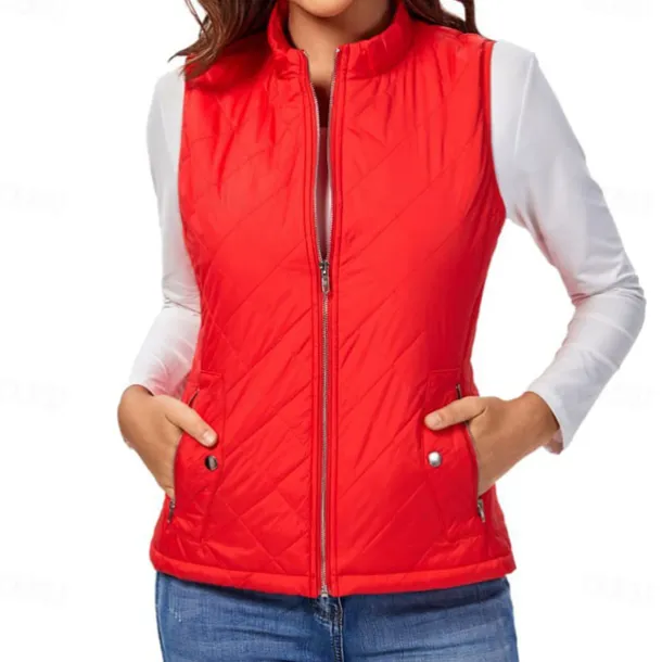 Women's Hiking Vest Sleeveless Top Outdoor Thermal Warm Quick Dry Zipper Pocket Soft Winter Zipper Pocket Sporty Dark Grey Black White Hunting Fishing Climbing