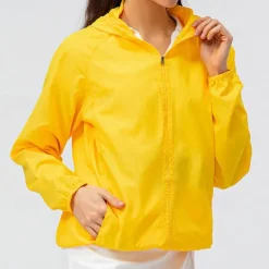 Women's hooded jacket with zipper pockets hood with multiple pockets waterproof fabric women's skin jacket