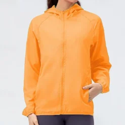 Women's hooded jacket with zipper pockets hood with multiple pockets waterproof fabric women's skin jacket