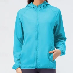 Women's hooded jacket with zipper pockets hood with multiple pockets waterproof fabric women's skin jacket