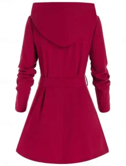 Women's Hoodie Jacket Comfortable Breathable Zipper Pocket Casual Plain Vacation Street Daily Wear Going out Zipper Regular Hooded Regular Fit Long Sleeve Outerwear Black Red Spring Fall