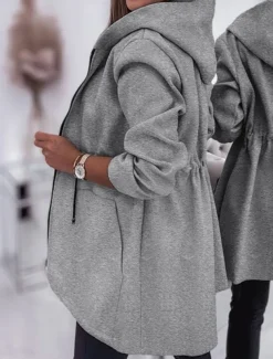 Women's Hoodie Jacket Comfortable Breathable Zipper Pocket Fashion Casual Plain Vacation Street Casual Daily Wear Zipper Regular Hooded Regular Fit Long Sleeve Outerwear Black Army Green Beige Spring