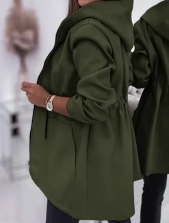 Women's Hoodie Jacket Comfortable Breathable Zipper Pocket Fashion Casual Plain Vacation Street Casual Daily Wear Zipper Regular Hooded Regular Fit Long Sleeve Outerwear Black Army Green Beige Spring