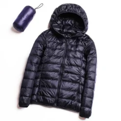 Women's Hoodie Jacket Hiking Down Jacket Duckdown Winter Outdoor Full Zip Hoodie Thermal Warm Packable Windproof Ultra Light (UL) Jacket Coat Top Camping Ski / Snowboard Fishing Red Blue