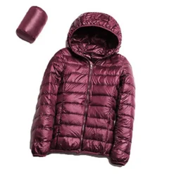 Women's Hoodie Jacket Hiking Down Jacket Duckdown Winter Outdoor Full Zip Hoodie Thermal Warm Packable Windproof Ultra Light (UL) Jacket Coat Top Camping Ski / Snowboard Fishing Red Blue