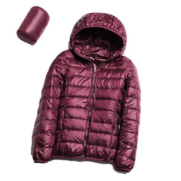 Women's Hoodie Jacket Hiking Down Jacket Duckdown Winter Outdoor Full Zip Hoodie Thermal Warm Packable Windproof Ultra Light (UL) Jacket Coat Top Camping Ski / Snowboard Fishing Red Blue