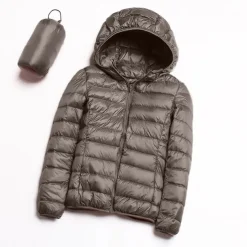 Women's Hoodie Jacket Hiking Down Jacket Duckdown Winter Outdoor Full Zip Hoodie Thermal Warm Packable Windproof Ultra Light (UL) Jacket Coat Top Camping Ski / Snowboard Fishing Red Blue